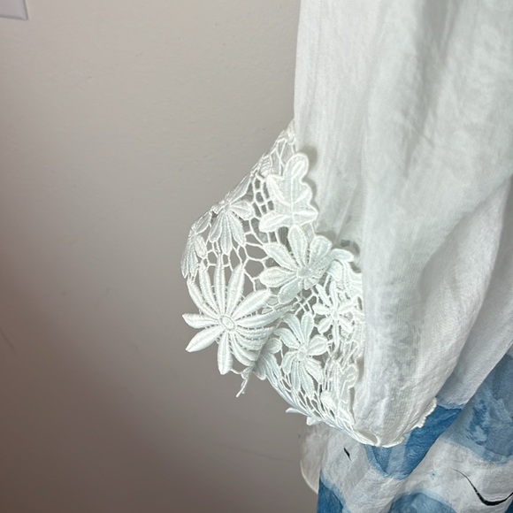 Adore NWT Italian Silk Designer Top tie-dye floral lace beautiful unique piece - Picture 8 of 8